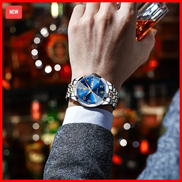 Large Face Unisex Dress Watch Stainless Steel Waterproof Luminous Date